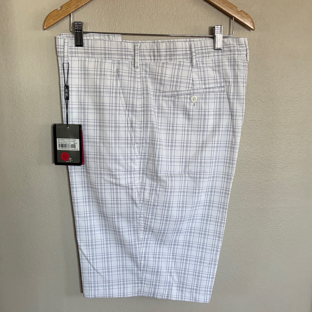 Men's Snake Eyes White Plaid Flat Front Shorts